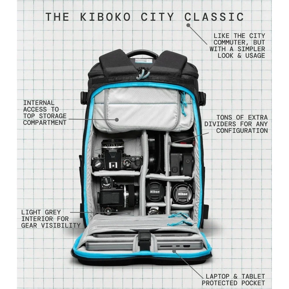 Gura Gear Kiboko City Commuter 18L+ Camera Backpack Black X-Pac Bag